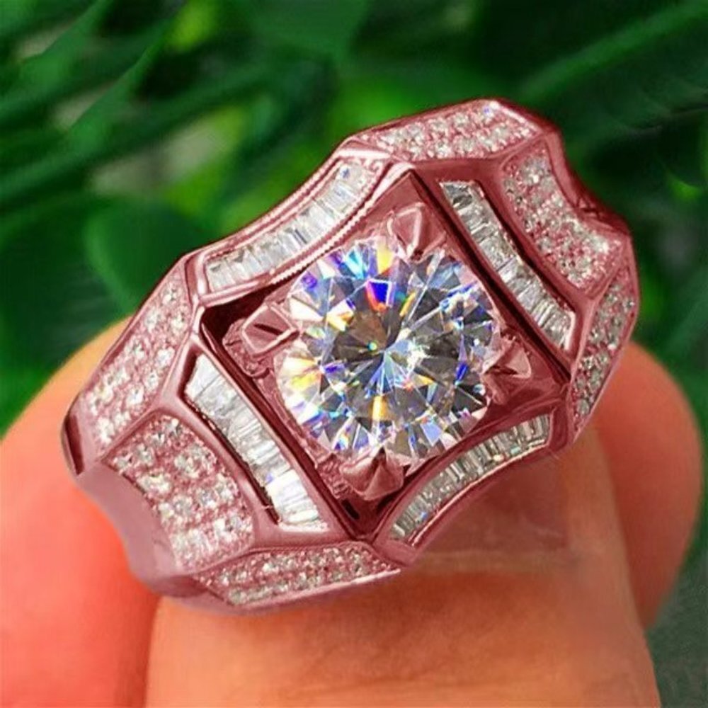 Hot Round Shiny CZ Square Silver Rose Gold Rings For Women, HA4376-6